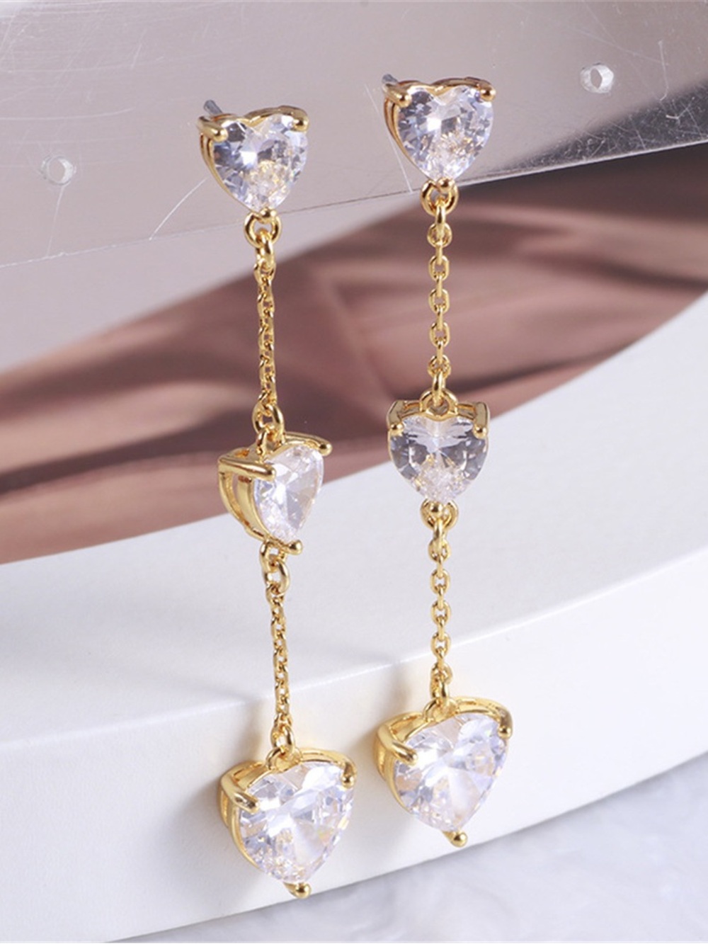 Kate Spade Crystal Heart Pearl Tassel Drop Earrings Fashion Jewelry Gift